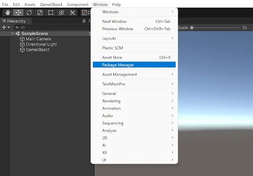 Select Window > Package Manager to launch the Package Manager module